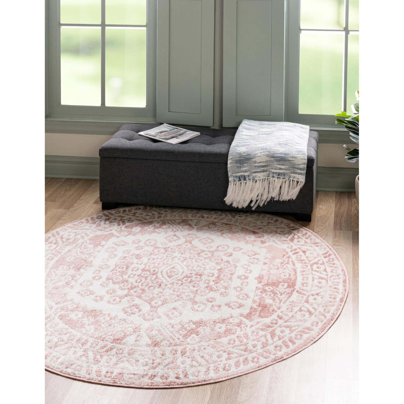 August Grove® Braggs Performance Pink/Ivory Rug & Reviews Wayfair